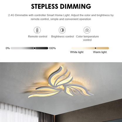 LED полилей със Sakura 37W дистанционно управление, 3 венчелистчета, студ/гореща/неутрална светлина, нестабилна, бяла