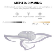 LED полилей с дистанционно управление Lotus 34W, 3 венчелистчета, студ/гореща/неутрална светлина, нестабилен, бял