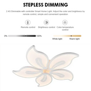 LED полилей с дистанционно управление на Жасмин 73W, 5 венчелистчета, студ/гореща/неутрална светлина, нестабилен, бял