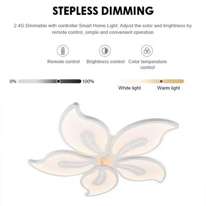 LED полилей с дистанционно управление на Жасмин 73W, 5 венчелистчета, студ/гореща/неутрална светлина, нестабилен, бял
