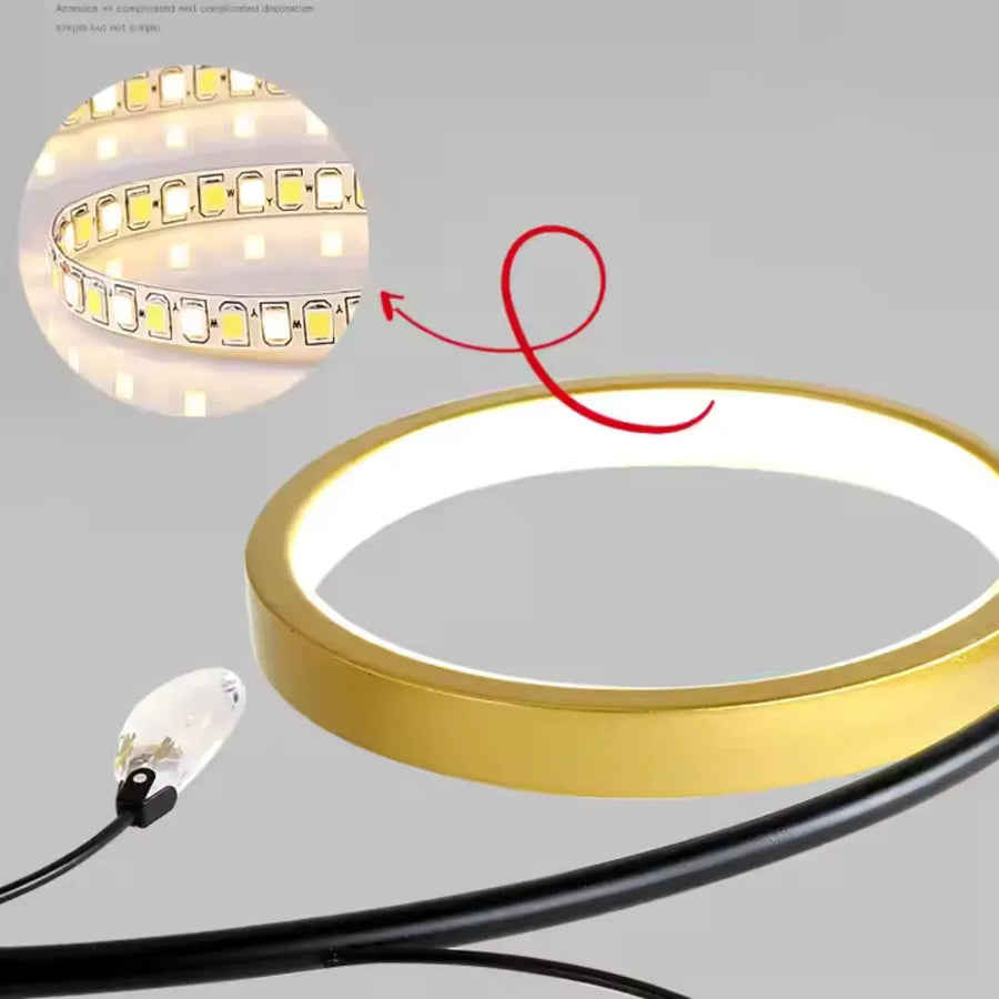 LED полилей с дистанционно управление на Карина, 61W, 6 елемента, гореща/студена/неутрална светлина, недобросъвестно, злато