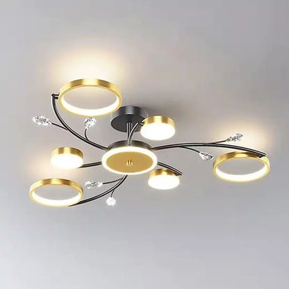 LED полилей с дистанционно управление на Карина, 61W, 6 елемента, гореща/студена/неутрална светлина, недобросъвестно, злато
