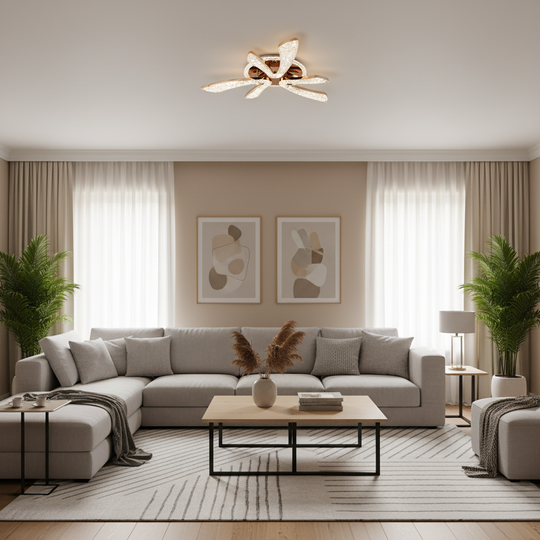 CHARM Elegance LED полилей с дистанционно управление и кристал, 44W, Ø50см, 3 източника, Студена/Топла/Неутрална светлина, Димируем, Златен