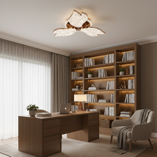 LED полилей с дистанционно управление, 51 W, светлина 3000K/4000K/6000K, димируем, златен, метален и акрилен