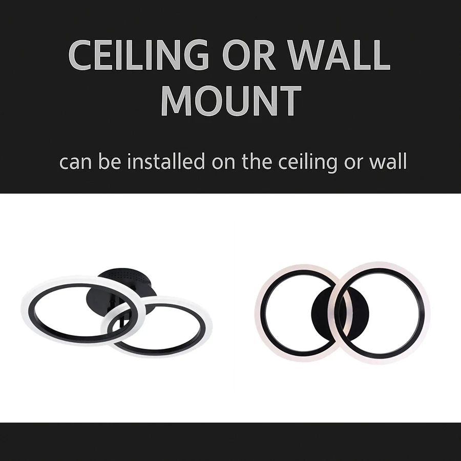 LED полилей с дистанционно управление на Betty 28W, 2 кръга, студена/гореща/неутрална светлина, нестабилна, черна