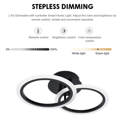 LED полилей с дистанционно управление на Betty 28W, 2 кръга, студена/гореща/неутрална светлина, нестабилна, черна