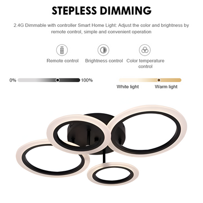 LED полилей с дистанционно управление на Бети 44W, 4 кръга, студ/гореща/неутрална светлина, нестабилна, черна