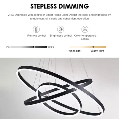 LED полилей, окачен с 84W дистанционно управление, 3 кръга, студена/гореща/неутрална светлина, нестабилна, черна, регулируема височина