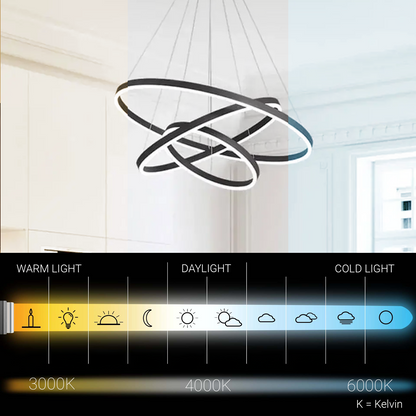 LED полилей, окачен с 84W дистанционно управление, 3 кръга, студена/гореща/неутрална светлина, нестабилна, черна, регулируема височина