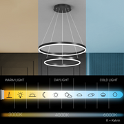 Окачен LED полилей с дистанционно CASIANA 41W, 2 кръга, Студена/Топла/Неутрална светлина, Димируем, Черен, Регулируема Височина
