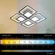 LED полилей със сусамово дистанционно управление 77W, 4 квадрата, студена/гореща/неутрална светлина, нестабилна, черна