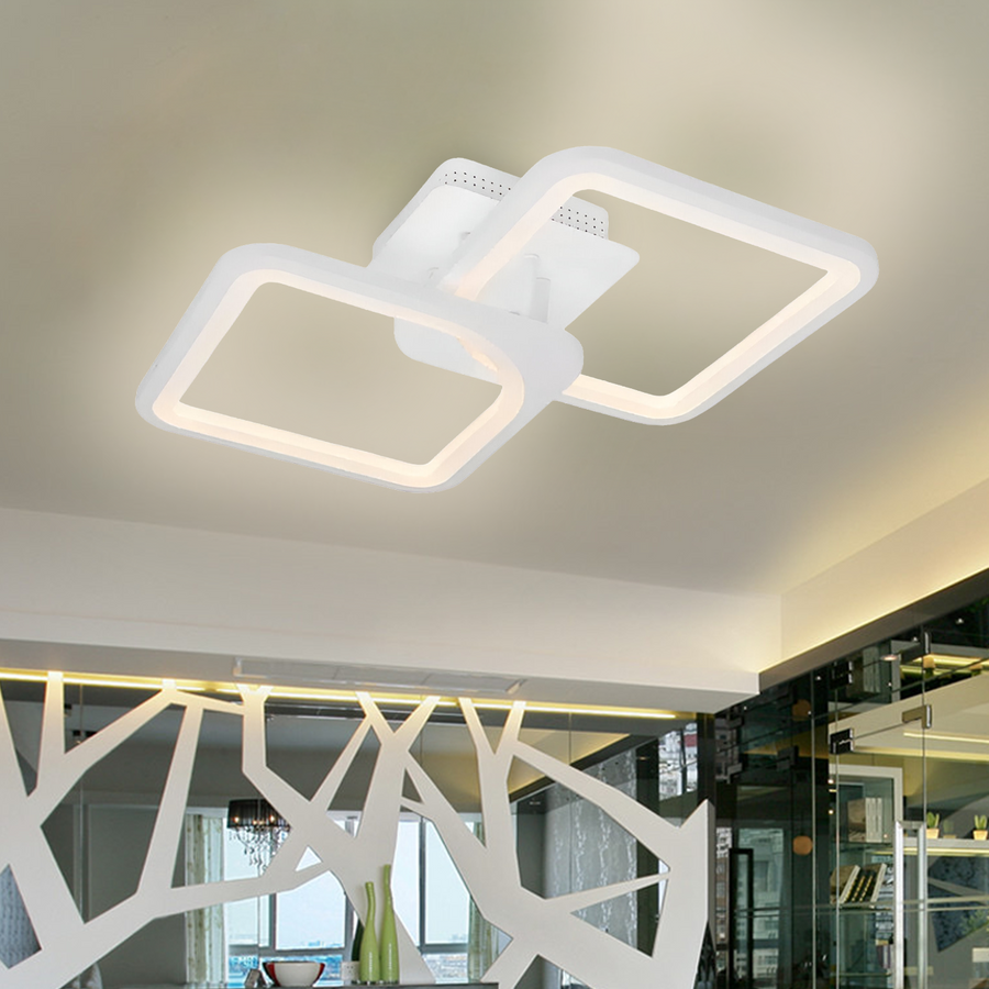 LED полилей със Zoe 69W дистанционно управление, 2 квадрата, студена/гореща/неутрална светлина, проклета, бяла