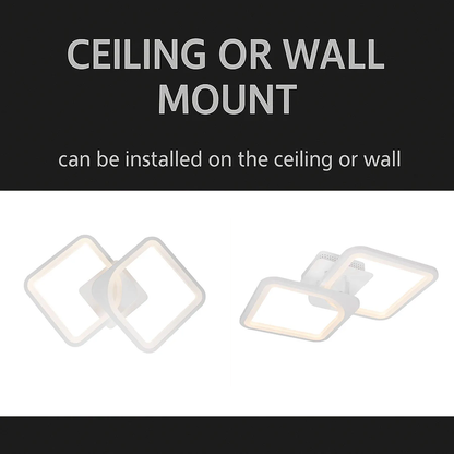 LED полилей със Zoe 69W дистанционно управление, 2 квадрата, студена/гореща/неутрална светлина, проклета, бяла