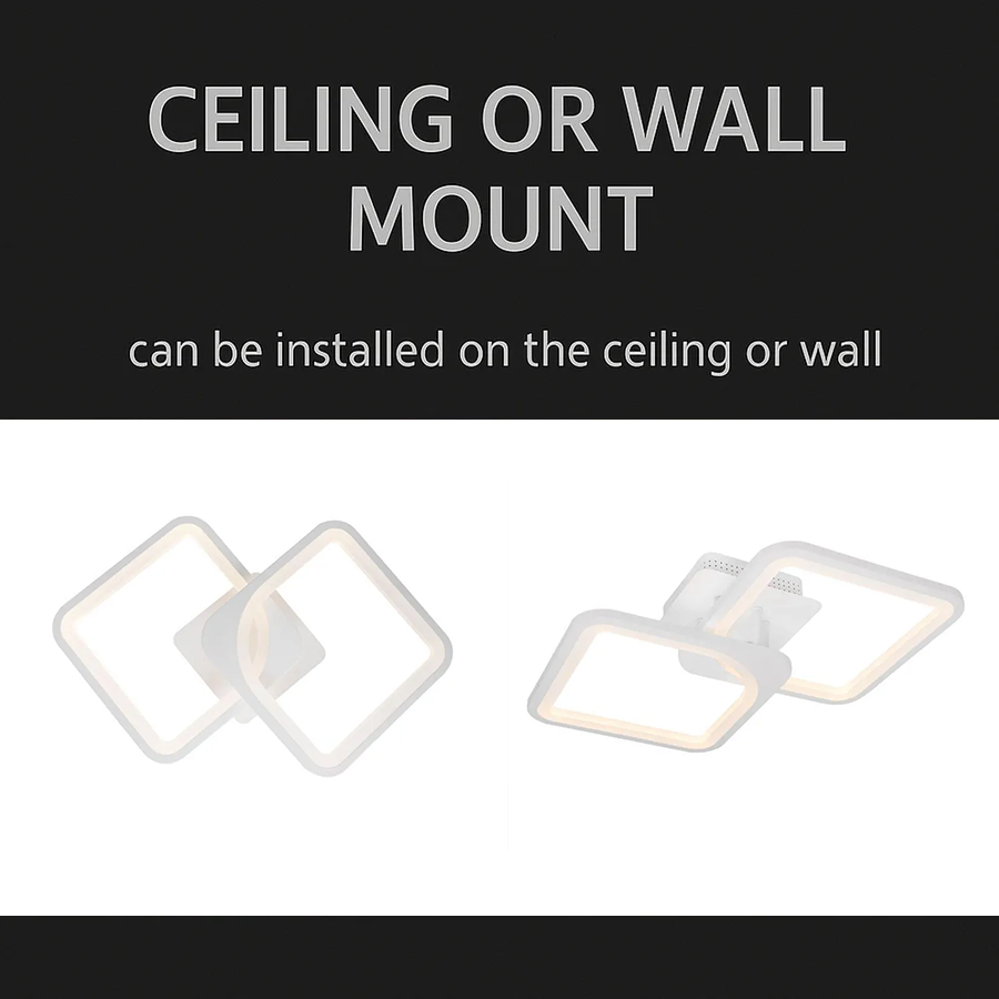 LED полилей със Zoe 69W дистанционно управление, 2 квадрата, студена/гореща/неутрална светлина, проклета, бяла