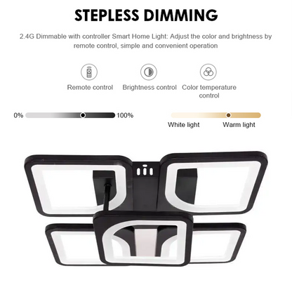 LED полилей с Zoe 68W дистанционно управление, 5 квадрата, студ/гореща/неутрална светлина, нестабилен, черен