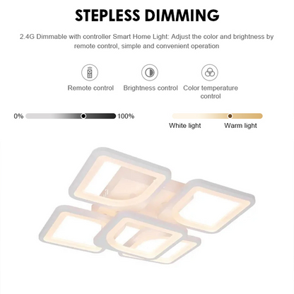 LED полилей с Zoe 96W дистанционно управление, 5 квадрата, студ/гореща/неутрална светлина, нестабилна, бяла