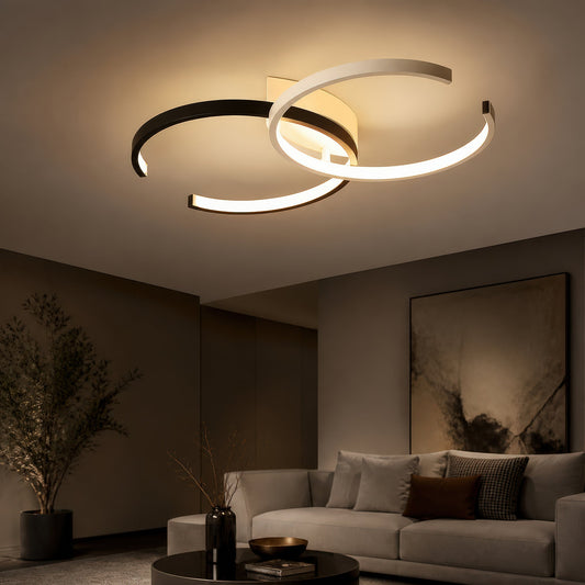 LED полилей с дистанционно VECTOR SEMIARC 40W, 2 Елемента, Студена/Топла/Неутрална светлина, Димируем, Черно Бял