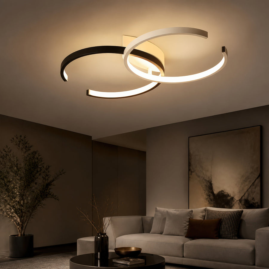 LED полилей с дистанционно VECTOR SEMIARC 40W, 2 Елемента, Студена/Топла/Неутрална светлина, Димируем, Черно Бял