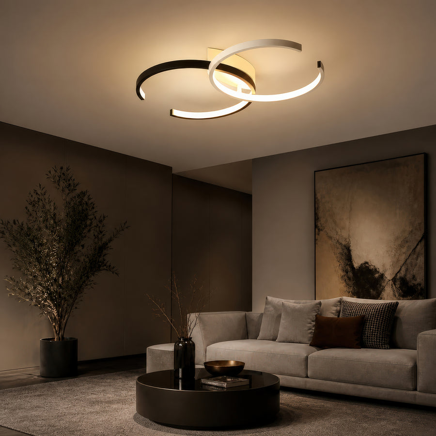 LED полилей с дистанционно VECTOR SEMIARC 40W, 2 Елемента, Студена/Топла/Неутрална светлина, Димируем, Черно Бял