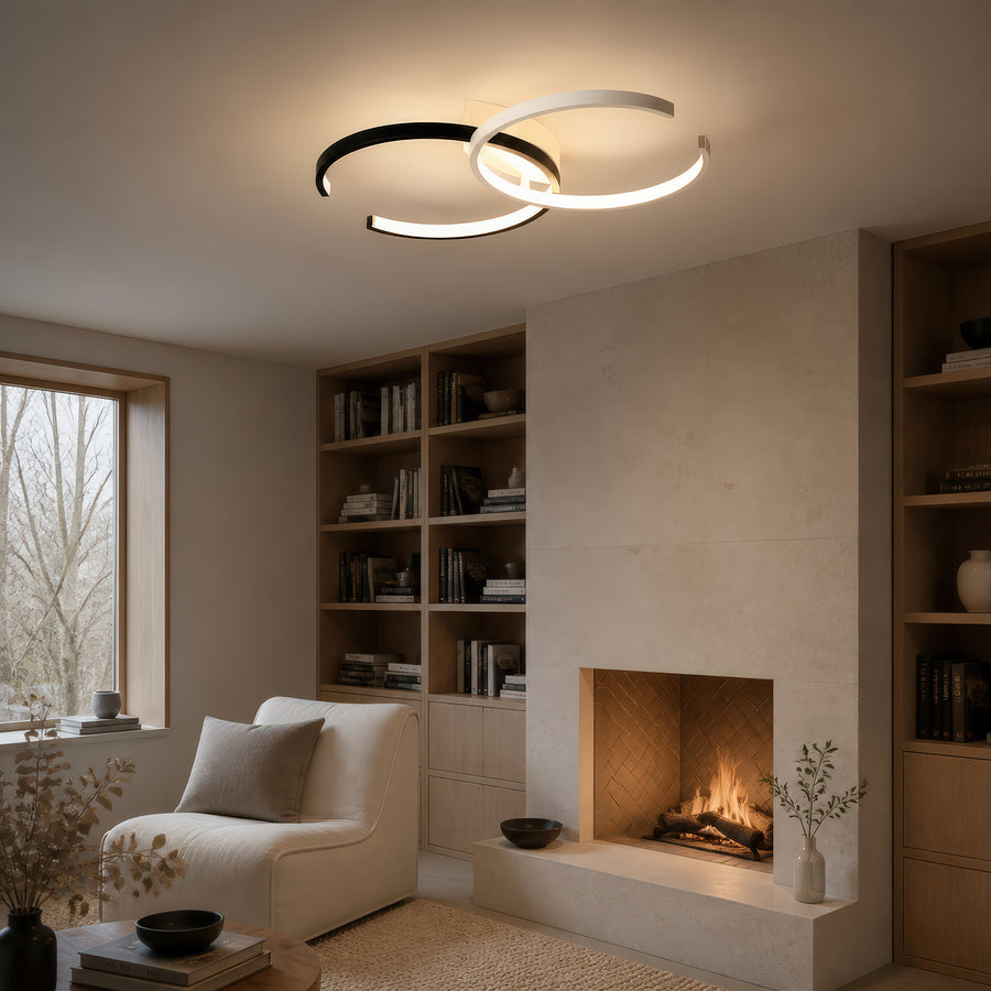 LED полилей с дистанционно VECTOR SEMIARC 40W, 2 Елемента, Студена/Топла/Неутрална светлина, Димируем, Черно Бял