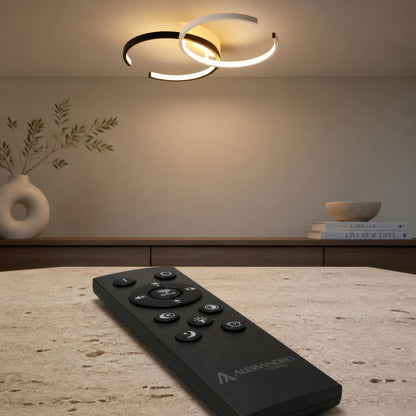 LED полилей с дистанционно VECTOR SEMIARC 40W, 2 Елемента, Студена/Топла/Неутрална светлина, Димируем, Черно Бял