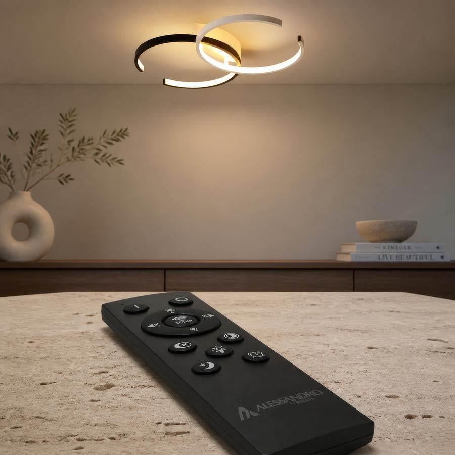 LED полилей с дистанционно VECTOR SEMIARC 40W, 2 Елемента, Студена/Топла/Неутрална светлина, Димируем, Черно Бял