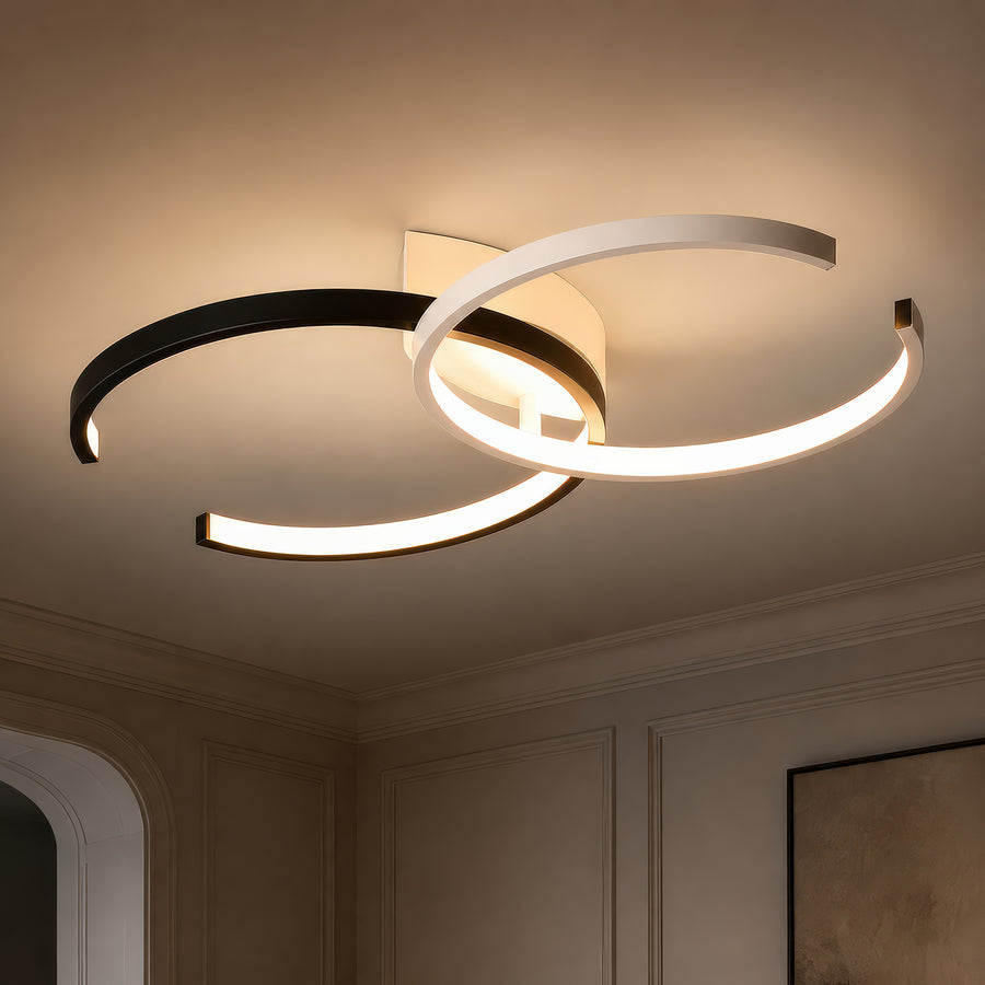 LED полилей с дистанционно VECTOR SEMIARC 40W, 2 Елемента, Студена/Топла/Неутрална светлина, Димируем, Черно Бял