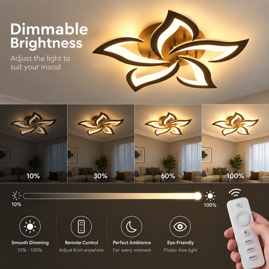 LED полилей с дистанционно управление LT660/5BK, 5 елемента, 54W, светлина 3000/4000/6000K, черен, регулируема височина