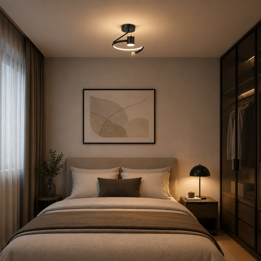 LED полилей, 24W, 30x25см, Студена/Топла/Неутрална светлина, Черен
