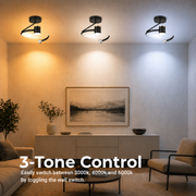 LED полилей, 24W, 30x25см, Студена/Топла/Неутрална светлина, Черен