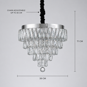 RIGO Crystal LED полилей с дистанционно управление Nobile Диаметър 39 см, блестящ хром, регулируема височина, метал и кристал