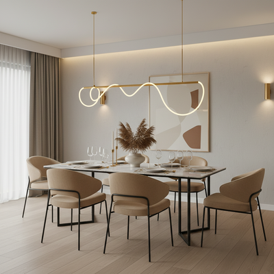 DIVINO LED полилей с гъвкава силиконова тръба - 62W, регулируема светлина, злато
