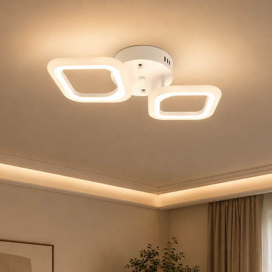 LED полилей ERIKA 27W, 2 квадрата, неутрална светлина, бяло