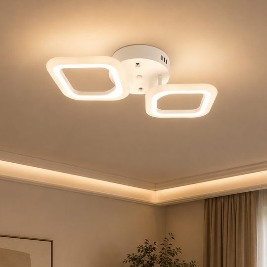 LED полилей ERIKA 27W, 2 квадрата, неутрална светлина, бяло