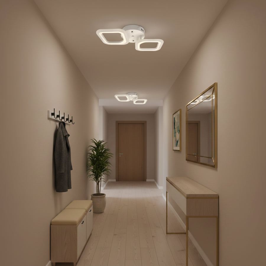 LED полилей ERIKA 27W, 2 квадрата, неутрална светлина, бяло