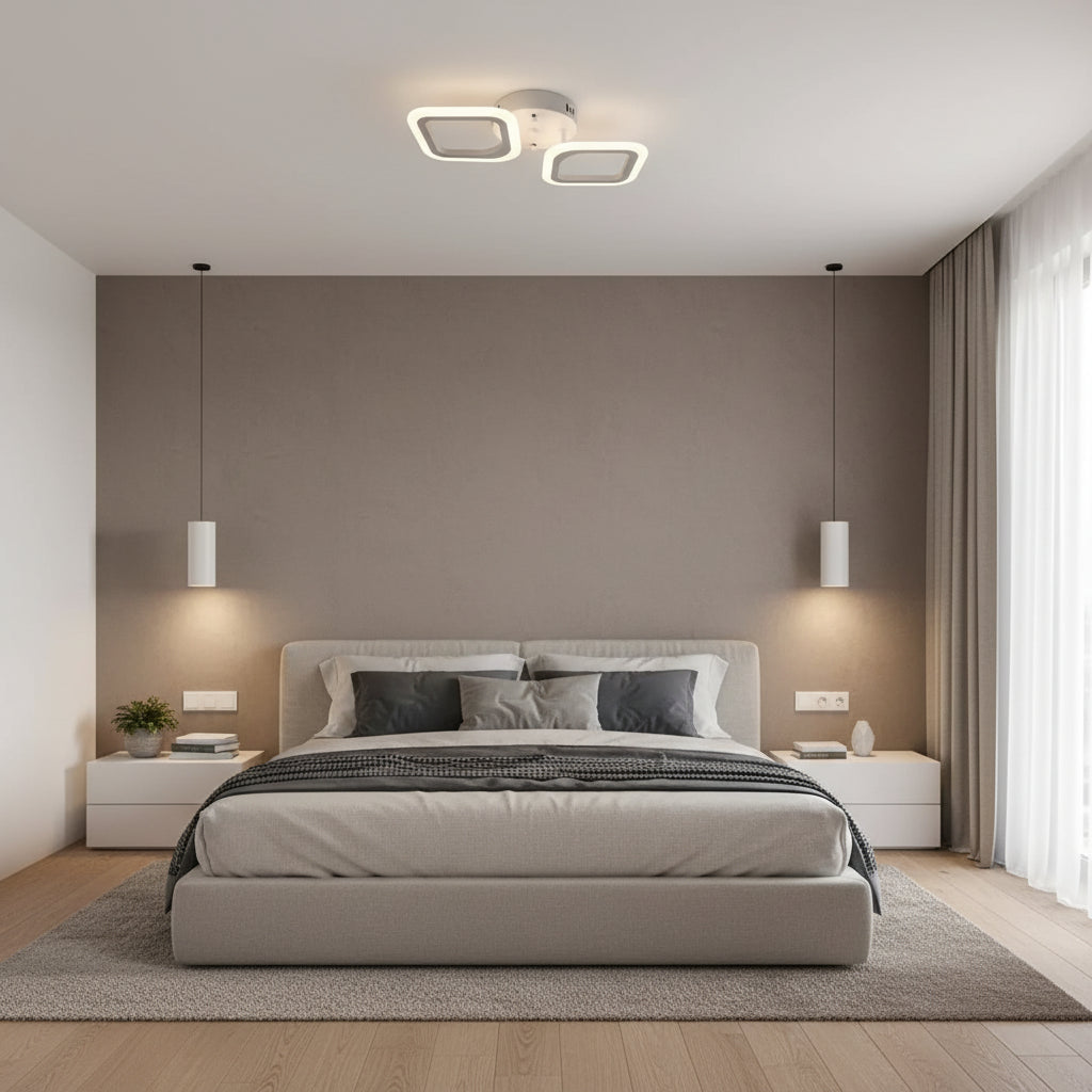 LED полилей ERIKA 27W, 2 квадрата, неутрална светлина, бял апликиран LED полилей Заглавие по подразбиране Alessandro Design