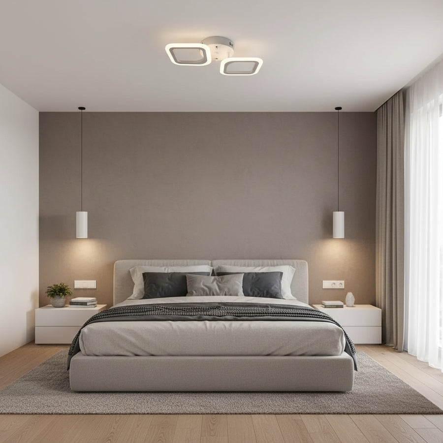 LED полилей ERIKA 27W, 2 квадрата, неутрална светлина, бял апликиран LED полилей Заглавие по подразбиране Alessandro Design