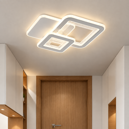 LED полилей SQUARE 57W, 3 квадрата, студена/топла/неутрална светлина, бял