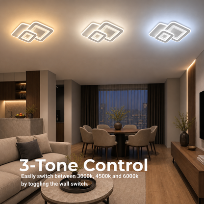 LED полилей SQUARE 57W, 3 квадрата, студена/топла/неутрална светлина, бял