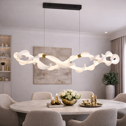 Окачен акрилен LED полилей UNDA Infinity, 36 W, топла/неутрална/студена светлина 3000/4000/6000K, златисто бяло, регулируема височина Модерни полилеи Заглавие по подразбиране Alessandro Design