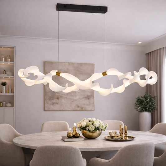 Окачен акрилен LED полилей UNDA Infinity, 36 W, топла/неутрална/студена светлина 3000/4000/6000K, златисто бяло, регулируема височина Модерни полилеи Заглавие по подразбиране Alessandro Design