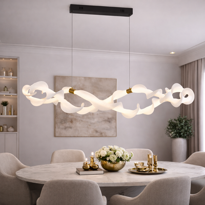 Окачен акрилен LED полилей UNDA Infinity, 36 W, топла/неутрална/студена светлина 3000/4000/6000K, златисто бял, регулируема височина