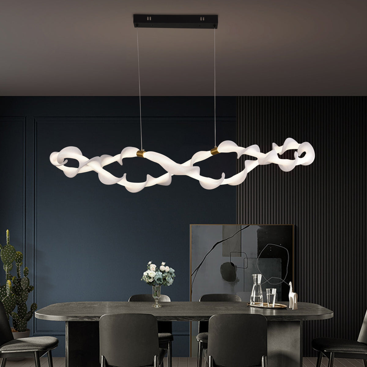 Окачен акрилен LED полилей UNDA Infinity, 36 W, топла/неутрална/студена светлина 3000/4000/6000K, златисто бяло, регулируема височина Модерни полилеи Заглавие по подразбиране Alessandro Design