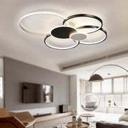 LED полилей с дистанционно управление, KILLIAN, 74W, 6 кръга, студена/топла/неутрална светлина 3000K/4000K/6000K, димиране, черно и бяло, метални и акрилни LED полилеи с дистанционно управление Заглавие по подразбиране Alessandro Design
