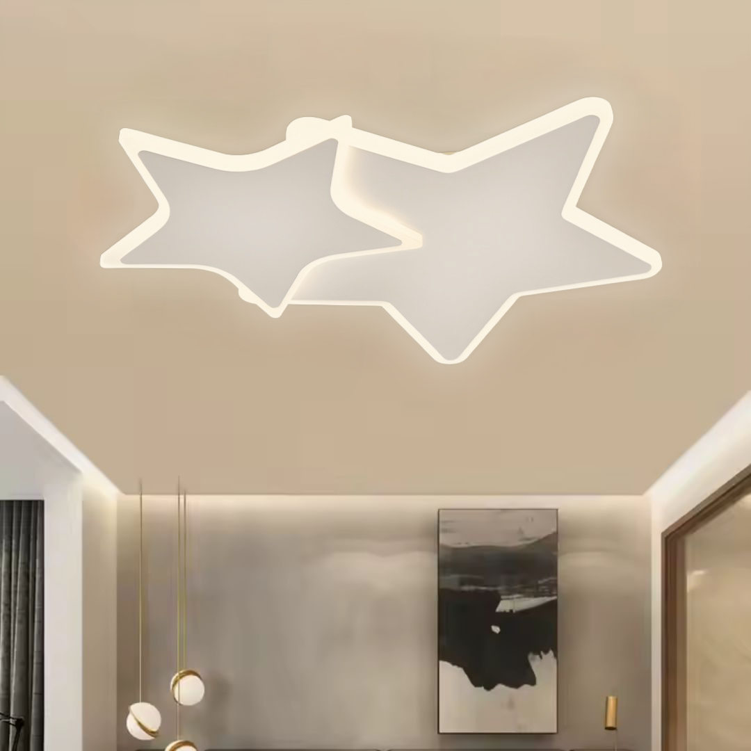 LED полилей с дистанционно управление 41W, Звезди, Студена/Топла/Неутрална светлина, Димируем, Бял LED полилей с дистанционно управление Заглавие по подразбиране Alessandro Design