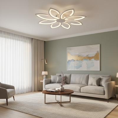 LED полилей с дистанционно управление BLUM, 108W, Студена/Топла/Неутрална светлина, Димируем, Бял, Метал и Акрил