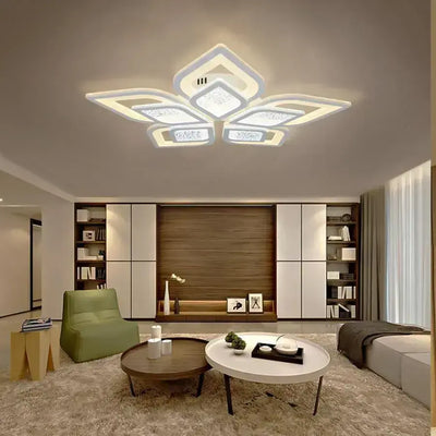 LED полилей с дистанционно DALIA 96W, 5 венчелистчета, Студена/Топла/Неутрална светлина, Димируем, Бял