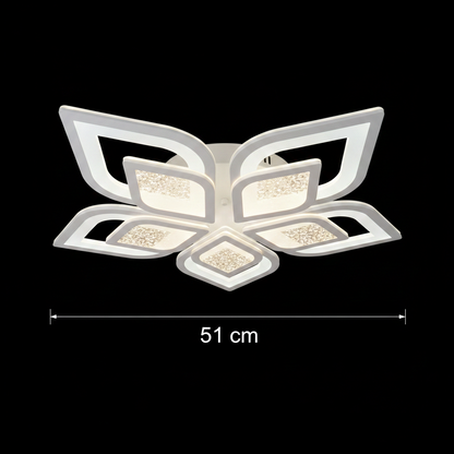 LED полилей с дистанционно DALIA 96W, 5 венчелистчета, Студена/Топла/Неутрална светлина, Димируем, Бял