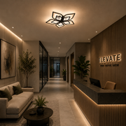 LED полилей с дистанционно DALIA 96W, 5 венчелистчета, Студена/Топла/Неутрална светлина, Димируем, Черен