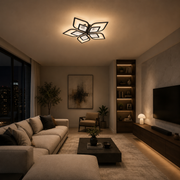 LED полилей с дистанционно DALIA 96W, 5 венчелистчета, Студена/Топла/Неутрална светлина, Димируем, Черен